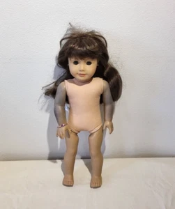 2014 American Girl Doll 18” Grey Eyes, Brown Hair, Light Skin, Earrings, Nude - Picture 1 of 11