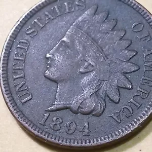 *1894/94๐บ๐ธ INDIAN HEAD CENT*ERROR- DOUBLE *94*OBVERSE *PRINT ERROR! BOOK-$102โซ - Picture 1 of 10