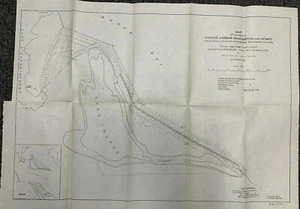 Mapa del puerto de Ilwaco, Washington y alrededores, 1905 y carta del Secretario de Guerra - Imagen 1 de 5
