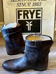 New Frye Paige Short Slate Leather Riding Boots Size 6.5 M