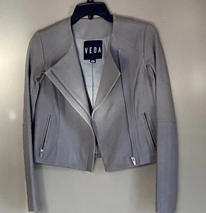 NWOT VEDA 100% Lamb Leather jacket Beige Size S Msrp $1,050.00 - Picture 1 of 9