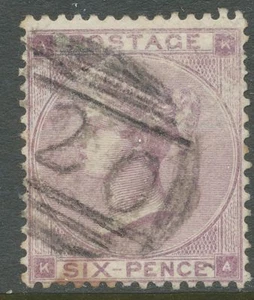 GB 1864 QV 6D w four small white corner letters (KA) average used RARE VARIETY - Picture 1 of 2