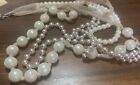 vintage faux Pearl chunky long gold bib choker bold necklace choose from