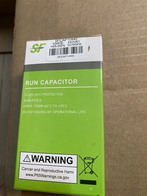 TRANE SF TRANE Run Capacitor - 10 MFD - 370/440V - (Pack of 1) - Oval - SFCAP10440