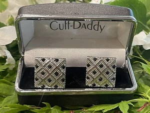 Cuff-Daddy Cufflinks Contemporary Antique Style TUXEDO Black Crystals & Silver - Picture 1 of 7