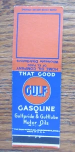 GULF GAS STATION MATCHBOOK: HOME OIL COMPANY OF EL PASO (TEXAS) (c1940s) -A11 - Picture 1 of 2