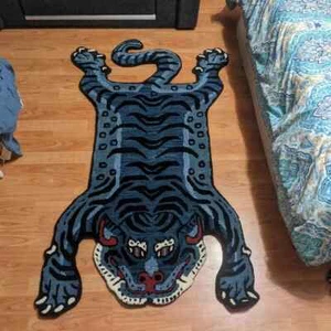 Tibetan Tiger Rugs Handmade 100% Woolen Hand Tufted For Home Decoration - Picture 1 of 12
