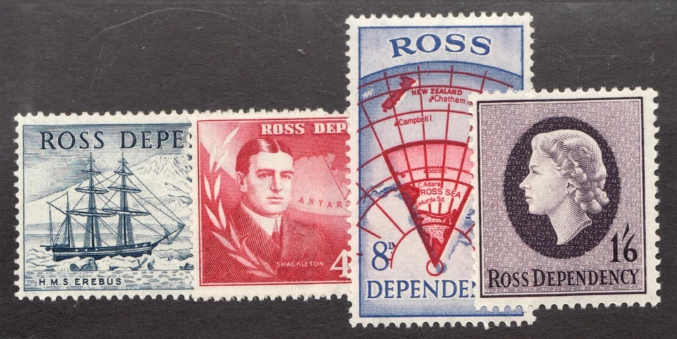 1957 Ross Dependency Sc# L1-4 - QEII, Ship, Shackleton, Map, Ross Sea. MNH Cv$12 - Image 1 of 1