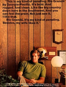 GEORGIA-PACIFIC PANELING—DALLAS COWBOY BOB LILLY—VINTAGE 1970 MAGAZINE PRINT AD - Picture 1 of 1