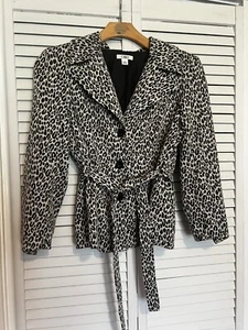 CATO Women’s Size Large L Jacket Coat Pea Coat Fabric Tie Belt Animal Print - Picture 1 of 10