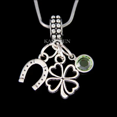 Collar trébol de cuatro hojas irlandés día de San Patricio herradura de la suerte día de San Patricio Foto 1 de 4