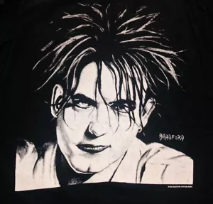 RARE VTG THE CURE ROBERT SMITH BRADFORD GALLERY JOHN SALAMON BLACK T-SHIRT SZ XL - Picture 1 of 4