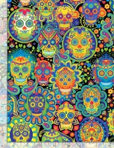 Timeless Treasures ~ Bright Sugar Skulls Black ~ 100% Cotton Quilt Fabric BTY - Picture 1 of 1