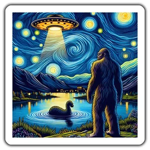ALIEN UFO BIGFOOT NESSIE NIGHT SCENE Magnet, MYSTICAL CREATURES Magnet, LUMINE - Bild 1 von 1
