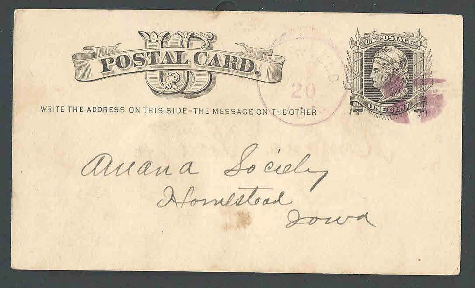 1879 UX5 W/Light Purple Cancel - Image 1 of 1