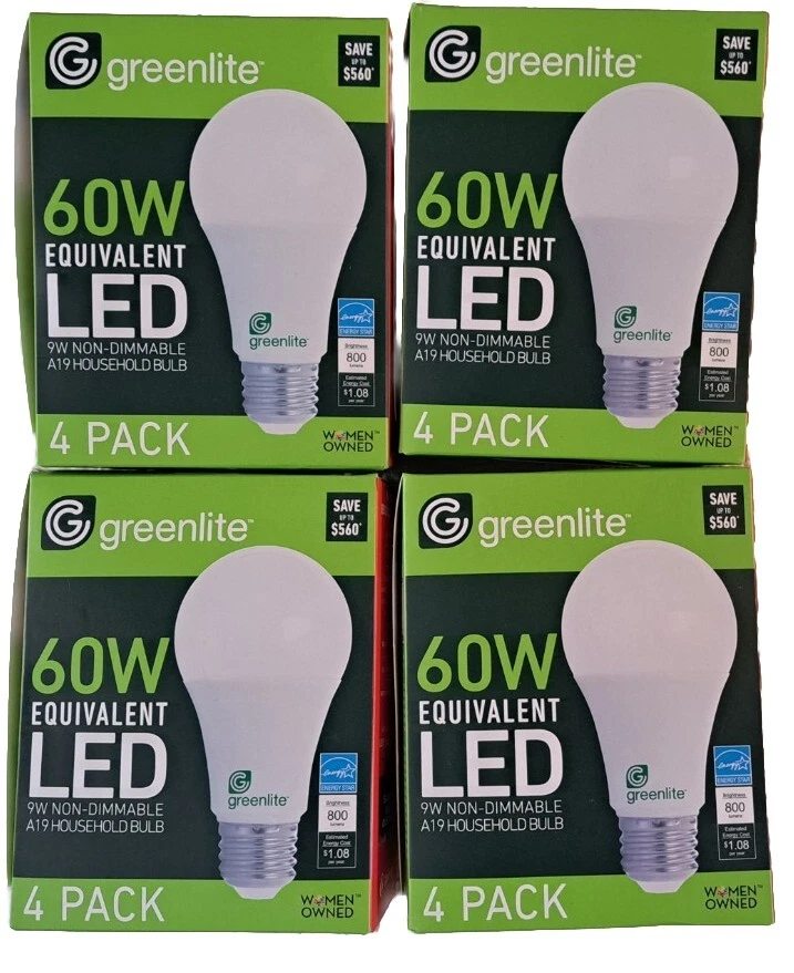 Greenlite LED Light Bulbs 9W 60W Equivalent Soft White 2700K 16 Pack Energy Savi - Image 1 of 1