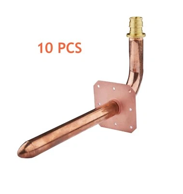 EFIELD 10 PCS 1/2" PEX-A Expansion Copper Stub Out Elbow with Wall Flange-6 Inch