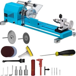 Mini Lathe Machine Woodworking Cutting Grinding Polishing DIY Tools Set New - Picture 1 of 7