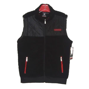 NWT Akademiks Mens Sherpa Quilted Zip Up Vest Black Size L - Picture 1 of 11