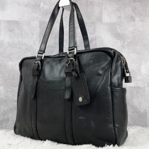 Yves Saint Laurent YSL Black Leather Business Tote Bag Unisex Handbag - Picture 1 of 10