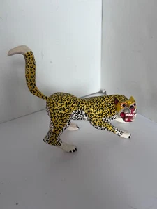Vtg Folk Art Fernando Ojeda Oaxaca Wood Cheetah or Tiger Figure Signed - Picture 1 of 4