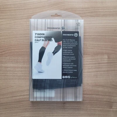 Rehband Compression Calf Sleeves (Pair) – L/XL – Black – NEW in Package - Image 1 of 4