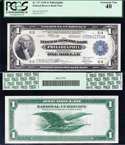 Awesome Crisp HIGH GRADE 1918 $1 Philadelphia FRBN Note! PCGS 40! 42754A - Picture 1 of 3