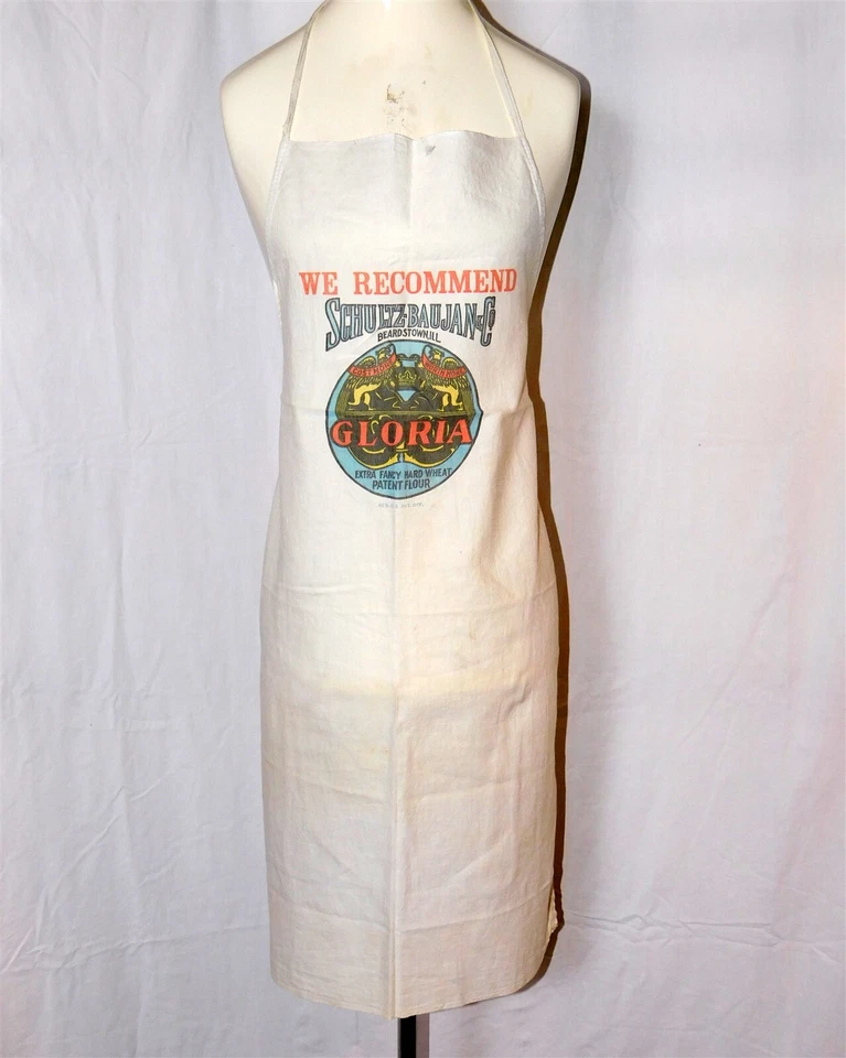 Vintage 1930s SCHULTZ BAUJAN Gloria Flour Beardstown IL Advertising Apron - Image 1 of 4