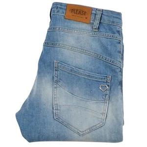 Please Women's Slim Fit Jeans Small S Light Blue Stone Wash Tapered High Rise - Picture 1 of 9