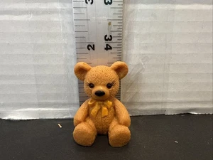 Barbie brown teddy bear 1.5 in with orange bow Vintage - Picture 1 of 8