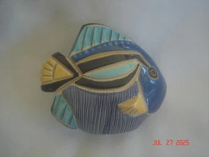 Vtg. ARTESANIA RINCONADA Uruguay BLUE TANG POTTERY FISH #302 FIGURINE w/ ENAMEL - Picture 1 of 6