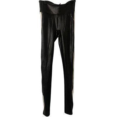 SPANX Leggings Mujer’s XS Rayas Imitación Cuero Informal Minimalista Negro Blanco Foto 1 de 4