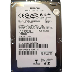 Hitachi HTS541040G9SA00 DA1493 0A27482 (XHE) Thailand 2.5" 40gb Sata HDD NOV-06 - Picture 1 of 1