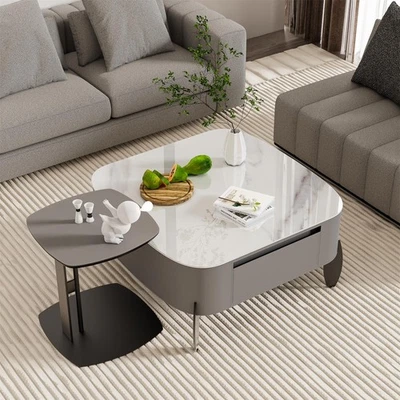 Modern Square Coffee Table for Living Room Office with 2 Storage Drawer - Image 1 of 4