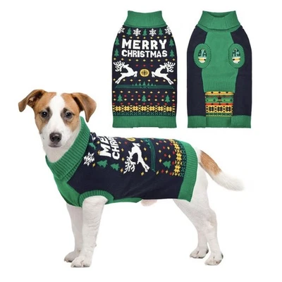 Vehomy Christmas Dog Sweater Xmas Pet Clothes Cat Puppy Turtleneck XL - Image 1 of 4