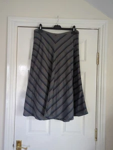 Seasalt Carving Skirt Grey Striped Cheesecloth Cotton Midi With Pockets Size 16 - Picture 1 of 13