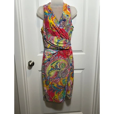 Платье-футляр Lauren Ralph Paisley с рюшами и воротником без рукавов 6 женское - Изображение 1 из 4