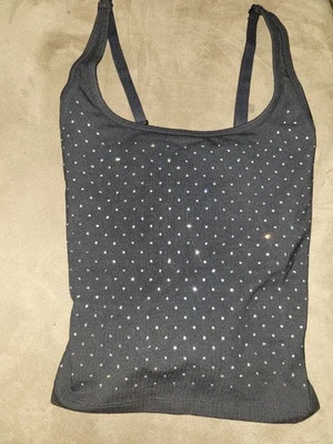 Женский большой черный блестящий крест укороченный бюстгальтер Топ бак от розовый 🖤✨️ - Изображение 1 из 4