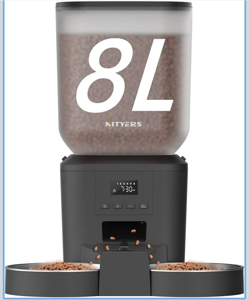 Alimentador Automático para Gatos para 2 Gatos - 8L/34 Tazas Gran Capacidad Dispensador Automático de Comida para Gatos Foto 1 de 4