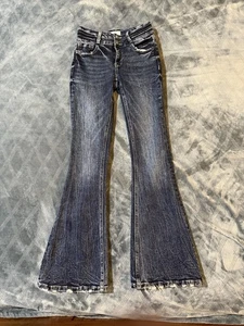 Mädchen BKE Jugend dunkle Waschung mittlerer Bund verstellbare Taille Stretch Schlag Jeans Gr 14 - Bild 1 von 9