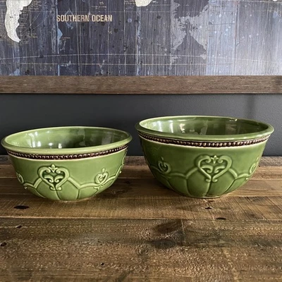 Set of 2 CRACKER BARREL Elegant Rooster Serving Mixing Vegetable Bowls Ceramic - Image 1 of 4