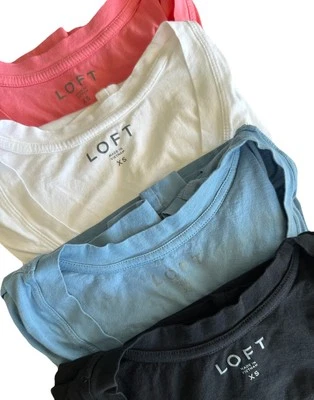 Bundle Of 4 Loft Pleated Muscle Tank Tops SZ XS Scoop Neck 100% Soft Cotton EUC - Image 1 of 4