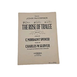 Partituras de colección La rosa de Tralee en Bb 1930 Spencer Glover Schneider - Imagen 1 de 8