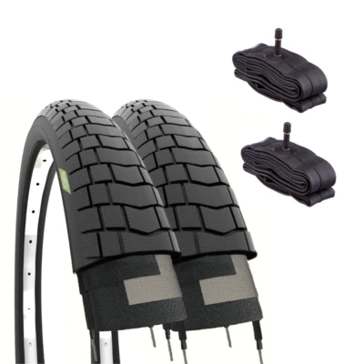 2 COPERTONI 20X1.95 (50-406) GOMME BICI BMX PNEUMATICI + CAMERE VALVOLA SCHRADER