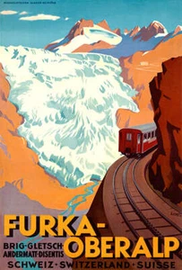 Furka-Oberalp - Switzerland - 1930's - Travel Poster Magnet - Picture 1 of 2