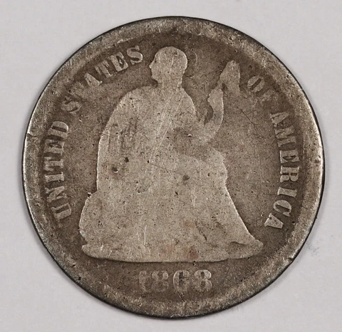 1868-s Liberty Seated Half Dime.  Natural Uncleaned.  Good.  178630 Cover