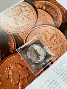 2012 Farewell to the Penny Canada Mint $20 9999 Fine Silver Round 1/4 Oz COA - Picture 1 of 3