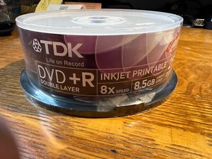 TDK DVD +R Double Layer 8X 8.5 GB INKJET PRINTABLE NEW SEALED - Picture 1 of 3