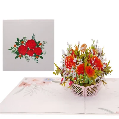 Pop Up Karte "Rote Rosen" 3D Hochzeitskarte, Geburtstagskarte & Valentinskarte - Bild 1 von 4