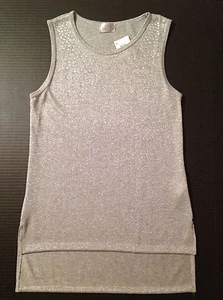 CAMISA DE NAILON RAYON GRIS SIN MANGAS PARA MUJER, S, POR CLASE DE CULTO, CRISTALES EMBELLECIDOS - Imagen 1 de 11